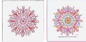 Stages of Mandala Art Kits creation from basic sketch to intricate design to coloring process.